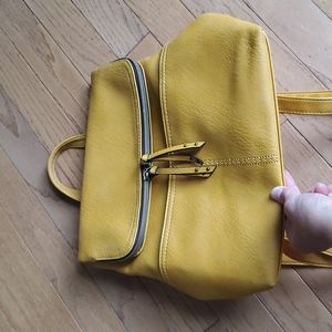 Golden yellow backpack purse